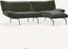 Leolux Devon 2-Sitzer Ecksofa mit schmalem Longchair, luftig-leichte Silhouette mit Metallfuessen
