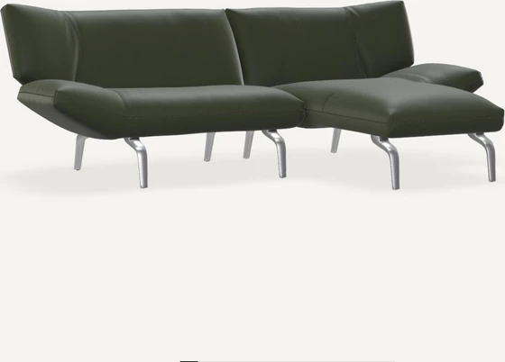 Leolux Devon 2-Sitzer Ecksofa mit schmalem Longchair, luftig-leichte Silhouette mit Metallfuessen