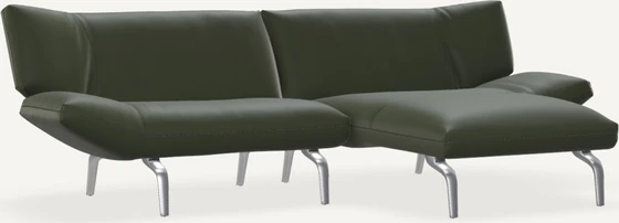 Leolux Devon 2-Sitzer Ecksofa mit breitem Longchair, kompakte Loesung mit verstellbaren Lehnen