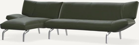 Leolux Devon 3-Sitzer Ecksofa mit schmalem Longchair, elegantes Sofa fuer Apartments Longchair links