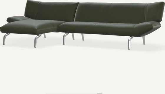 Leolux Devon 3-Sitzer Ecksofa mit breitem Longchair, modernes Designersofa mit feinen Naehten Longchair links