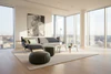 Leolux Devon 3-Sitzer Ecksofa mit breitem Longchair, modernes Designersofa mit feinen Naehten im Wohnambiente