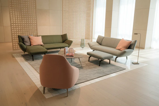 Leolux Devon 3-Sitzer Ecksofa mit breitem Longchair, modernes Designersofa mit feinen Naehten, Ambiente
