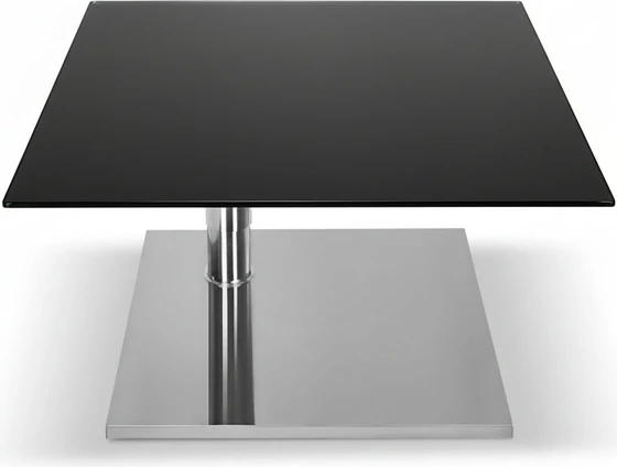 Kolo K733 75×75 cm – asymmetrische Säule, pOp-Funktion mit Platte in Nanostruktur schwarz und Gestell in Edelstahloptik