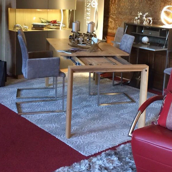 Scholtissek kleiner Ausziehtisch Küchentisch Jade 120, 140 und 160x85cm knorrige Eiche massiv,