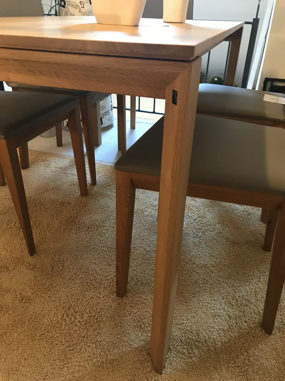 Scholtissek kleiner Ausziehtisch Küchentisch Jade 120, 140 und 160x85cm knorrige Eiche massiv,