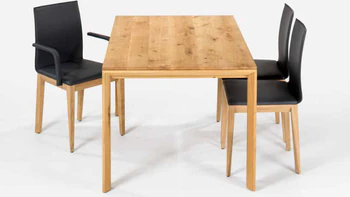 Scholtissek kleiner Ausziehtisch Küchentisch Jade 120, 140 und 160x85cm knorrige Eiche massiv,