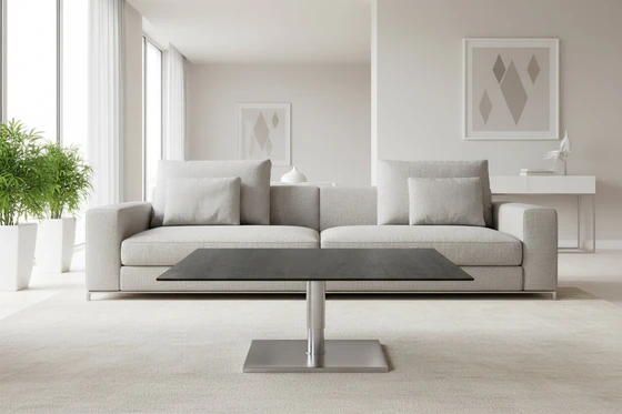 Ronald Schmitt Duett K 536 – höhenverstellbarer, rollbarer Couchtisch 90×70 cm im Wohnambiente