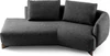 Leolux Naila Divan in Stoff Charcoal von vorne mit Hocker links