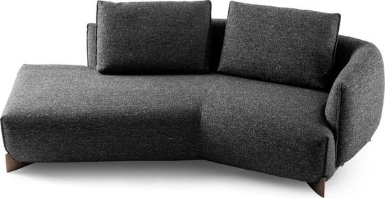 Leolux Naila Divan in Stoff Charcoal von vorne mit Hocker links