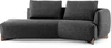 Leolux Naila Divan in Stoff Charcoal von vorne mit Hocker links