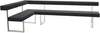 Girsberger Permesso Eckbank links 271×160 cm, Leder schwarz, Gestell Nickel matt gebuerstet, mit Rueckenlehne.
