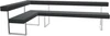 Girsberger Permesso Eckbank links 271×160 cm, Leder grau, Gestell Nickel matt gebuerstet, mit Rueckenlehne – Freisteller.