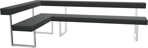 Girsberger Permesso Eckbank links 271×160 cm, Leder grau, Gestell Nickel matt gebuerstet, mit Rueckenlehne – Freisteller.