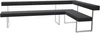 Girsberger Permesso Eckbank rechts 271×160 cm, Leder schwarz, Gestell Nickel matt gebuerstet, mit Rueckenlehne.