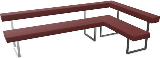 Girsberger Permesso Eckbank rechts 271×160 cm, Leder rot, Gestell Nickel matt gebuerstet, mit Rueckenlehne – Produktbild.