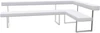 Girsberger Permesso Eckbank rechts 271×160 cm, Leder weiss, Gestell Nickel matt gebuerstet, mit Rueckenlehne.