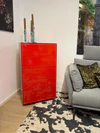 Scholtissek Kommode Novus 5 Schubladen 60 x 110 x 42 cm, Glas rot hochglänzend