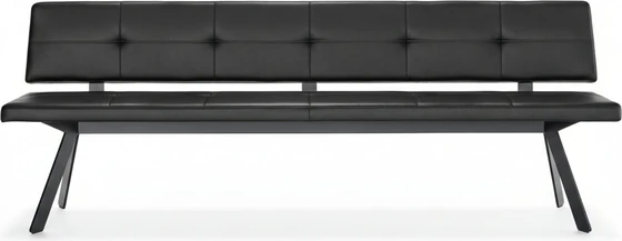 Girsberger Carim Bank 220 cm mit Rückenlehne, Leder Donna, 4-Fuß schwarz, Leder Schwarz