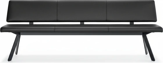 Girsberger Carim Bank mit Rückenlehne, Leder Donna, 4-Fuß schwarz 220 cm glatt