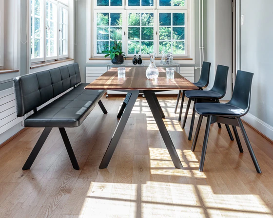Girsberger Carim Bank mit Rückenlehne, Leder Donna, 4-Fuß schwarz, 200 cm – Ambiente