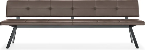 Girsberger Bank Carim mit Rückenlehne verschiedene Größen von 160 bis 280 cm Breite 4- Fuß Gestell schwarz pulverbeschichtet Leder frei wählbar aus der Kollektion Donna Sitz- und Rückenlehne glatt bezogen oder mit Kapitonierung (gesteppt)