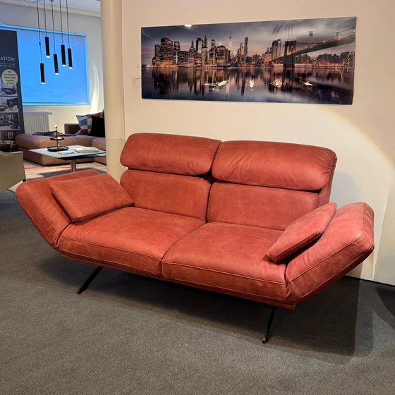 Nolte Meda Relaxsofa Leder Amarena ziegelrot verstellbar Ausstellugsstück Leder Bronco Amarena