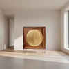 Scholtissek LUNA Geschirrschrank in astigem Nussbaum mit vergoldetem Kreismotiv, 150×180×42 cm, Freisteller