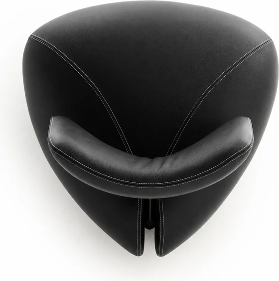 Leolux Pallone PA Black Edition als komplett schwarzer Designklassiker mit skulpturaler Form und hochwertigem Lederbezug