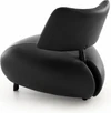 Komplett schwarzer Leolux Pallone Sessel mit Lederbezug, schwarzen Metallteilen und kompakter Loungeform