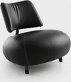 Leolux Pallone Black Edition komplett in schwarzem Leder mit schwarzen Metallteilen und markanter Designform