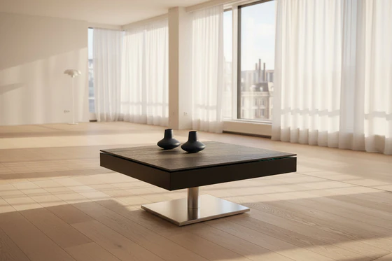 Ronald Schmitt JANUS K 468 – höhenverstellbarer Couchtisch 90×70 cm im Wohnambiente