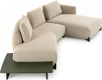 Ecksofa Leolux Naila mit Longchair und integriertem Beistelltisch in Stoff Beige