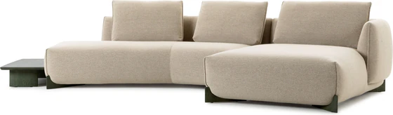 Leolux Naila Ecksofa – Frontansicht in Stoff Sivo Beige, Stellmaß ca. 382×168 cm