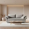 Signet Nick Schlafsofa 157×209, Stoff Sara, Bügelfuß Buche, Frontansicht, grau, Ambiente