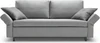 Signet Nick Schlafsofa 157×209, Stoff Sara, Bügelfuß Buche, Frontansicht, Freisteller Stoff Grau