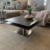 Ronald Schmitt Couchtisch EVITA H509 drehbar mit Keramikplatten grau und Bodenplatte