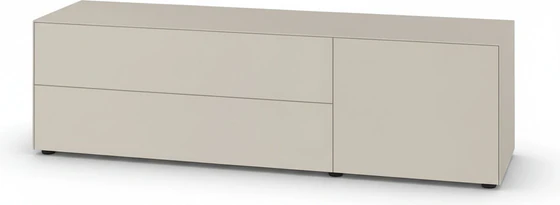 Piure Nex Pur Box 2020400 in Silk – 2 Schubladen links, 1 Tür rechts, 180×50×48 cm, grifflos, Soft-Close. Lowboard freisteller