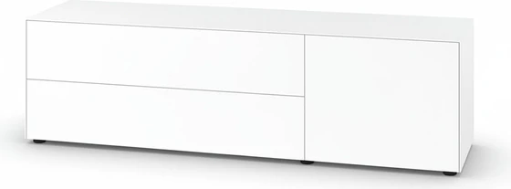 Piure Nex Pur Box 2020400 in White – Lowboard 180×50×48 cm mit 2 Schubladen links und 1 Tür rechts, Tip-On, Mattlack.