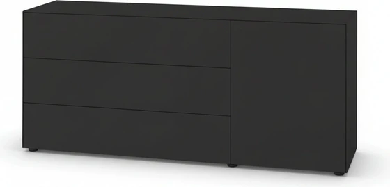 Piure Nex Pur Box 2023800 in Graphite – 3 Schubladen + 1 Tür, 180×75×48 cm, Tip-On als Freisteller