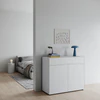 Piure Nex Pur Box 2033800 in White – Highboard 120×100×48 cm mit 2 Türen und 1 Schubkasten, Mattlack im Schlafzimmerambiente