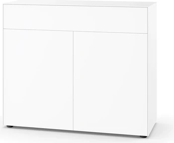 Piure Nex Pur Box 2033800 in White – Highboard 120×100×48 cm mit 2 Türen und 1 Schubkasten, Mattlack Freisteller