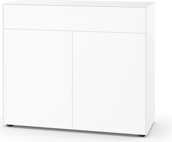 Piure Nex Pur Box 2033800 in White – Highboard 120×100×48 cm mit 2 Türen und 1 Schubkasten, Mattlack Freisteller