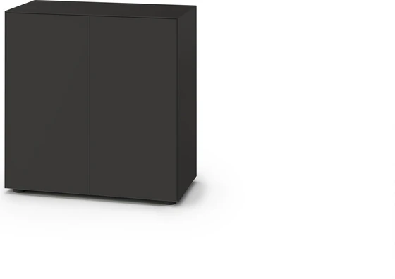 Piure Nex Pur Box 2040800 in Graphite – moderne, flache Kommode mit grifflosen Türen in dunklem Mattlack