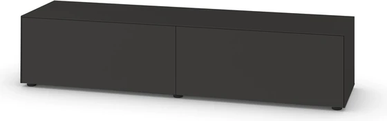 Freigestelltes Nex Pur Box Lowboard von Piure – Modell 2044400 mit 2 Medienklappen, gefertigt in Deutschland Graphit