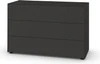 Modell 1536776 der Nex Pur Box Kommode in grafitgrauer Lackierung, puristisches Design mit drei Schüben.