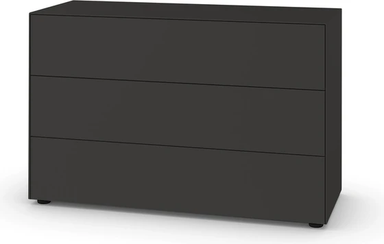 Modell 1536776 der Nex Pur Box Kommode in grafitgrauer Lackierung, puristisches Design mit drei Schüben.