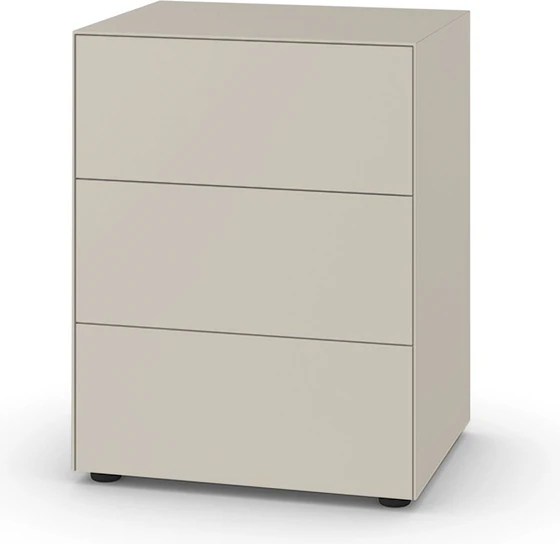 Piure Nex Pur Box Kommode 2022900 in Farbe Silk – 3 grifflose Schubkästen, matt lackiert, 60 x 75 x 48 cm
