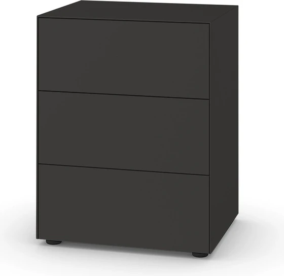 Piure Nex Pur Box Kommode 2022900 in Farbe Graphite – 3 Schubladen, puristisches Design, Soft-Close, 60 x 75 x 48 cm