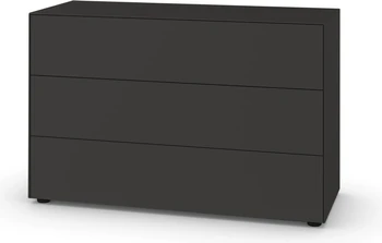 Modell 1536776 der Nex Pur Box Kommode in grafitgrauer Lackierung, puristisches Design mit drei Schüben.